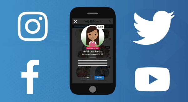 A user profile and social icons